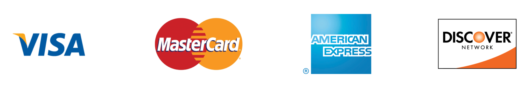 Visa, Discover, MasterCard, and American Express
